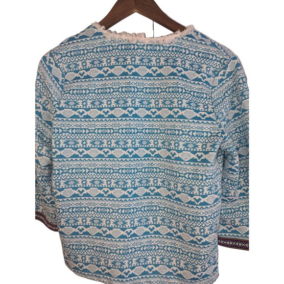 Valerie Stevens Tribal Aztec Print Open Front Boho Cardigan 3/4 sleeves sz M - Picture 4 of 7